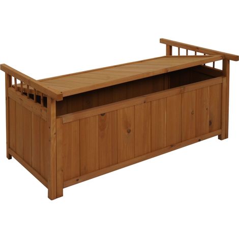[JAMAIS UTILISÉ] Coffre de rangement HHG-642, coffre de jardin coffre de rangement, sapin bois MVG 53x108x60cm, naturel