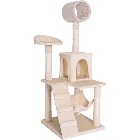 lionto Tiragraffi per Gatto Albero Tiragraffi Gatto Gioco Giocattolo Gatti Altezza 133 cm, Beige (1/4)
