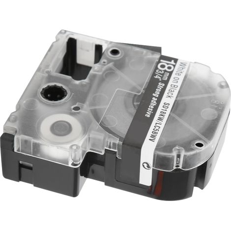 Compatible avec les imprimantes d'étiquettes Epson, ruban de 18 mm, et les imprimantes Kingston Sticker SR230C, étiquette noire de 18 mm avec texte blanc. (1/5)