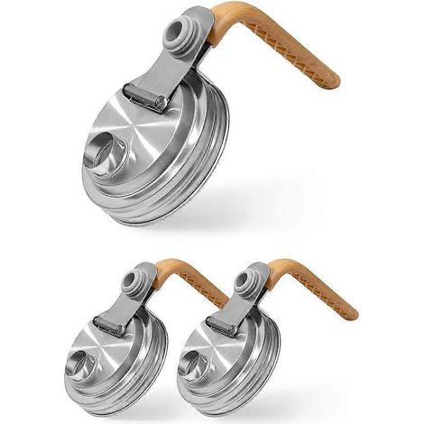 Bouchon à bec verseur avec poignée, couvercle à charnière étanche, compatible avec les boîtes à large ouverture, couvercle en acier inoxydable avec poignée. (1/5)