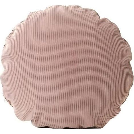 Coussin décoratif rond côtelé 45 x 45 cm – Garniture incluse – Coussin moelleux pour canapé, salon, chambre, bureau et voiture. Rose (1/5)