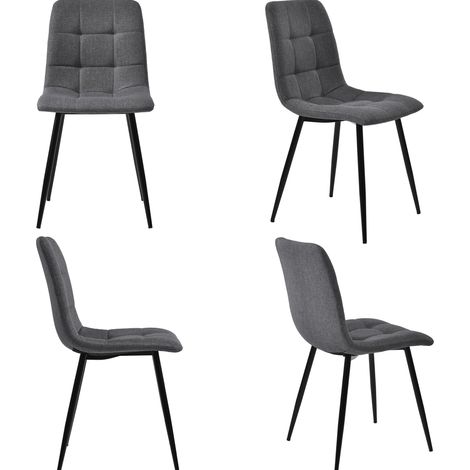 Ensemble de salle à manger extensible 5 pièces avec table MDF et 4 chaises grises (1/5)