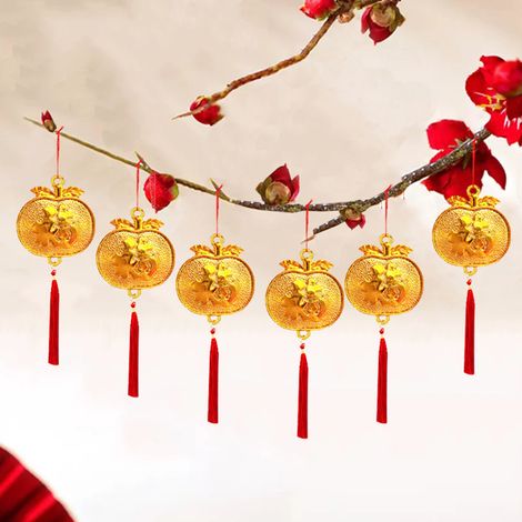 Pendentifs décoratifs pour le Nouvel An chinois, ornements porte-bonheur à suspendre pour la fête du printemps, style fruits (1/2)