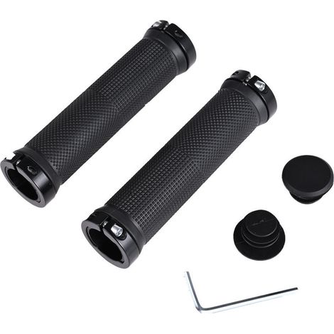 Sollbry Stück Lenkergriffe für Fahrrad MTB Double Locking Rubber Grip Radfahrer (Schwarz) (1/4)