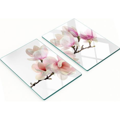 Küchenschneidebretter aus Glas mit dekorativen Magnolienmotiven, 2 x 40 x 52 cm (1/5)