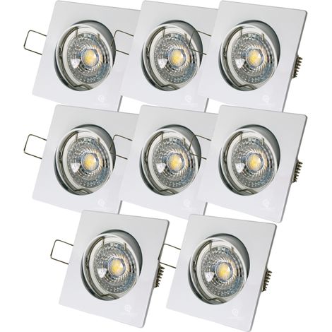Lot de 8 Spot led carré blanc 230v 38° blanc chaud (1/4)
