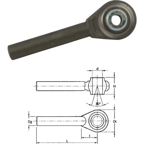 Supporto rotula gambo tondo Cat.1 foro 19-32mm L 225-270mm Dt 62-96mm - 51060 (1/2)