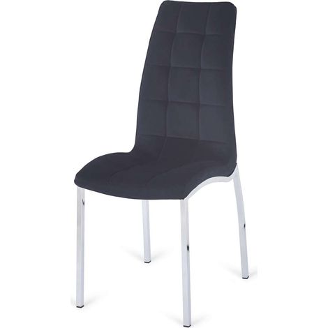 Pack de 4 sillas San Sebastián tapizada en tejido velvet negro. 96 cm (alto) 42 cm (ancho) 55 cm (fondo) (1/2)