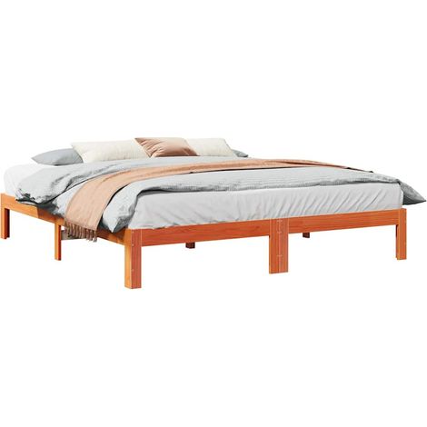 Bed Frame without Mattress Wax Brown 180x200 cm Super King Solid Wood Pine vidaXL (1/5)