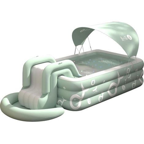 Inflatable Shady Summer Pool with Integrated Slide - Outdoor Pool for Kids and Adults (1/5)