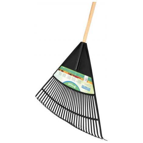 Balai à feuilles XL 140cm – 30 tiges plates en plastique – Pour grandes surfaces – Tige en bois de pin non traitée (1/2)
