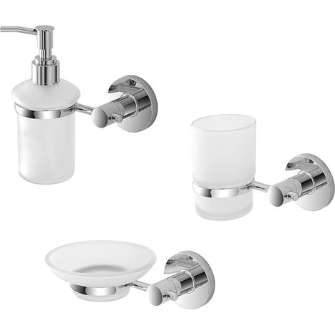 Set accessori a muro 3 pezzi in metallo cromato e ABS viti incluse Sprint (1/4)