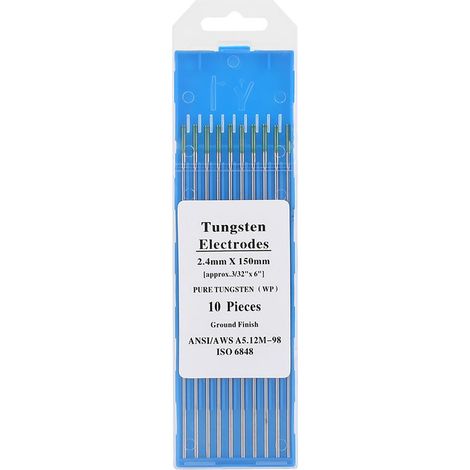 10 électrodes tungstène pur à pointe verte pour soudage TIG AC - 2,4x150 mm (1/5)
