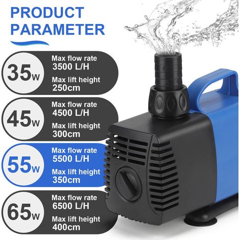 Pompe à Eau Submersible pour Aquarium Bassin Fontaine et Étang - Pompe Aquatique Réglable avec Ventouses pour Usage Interne et Externe (1/5)