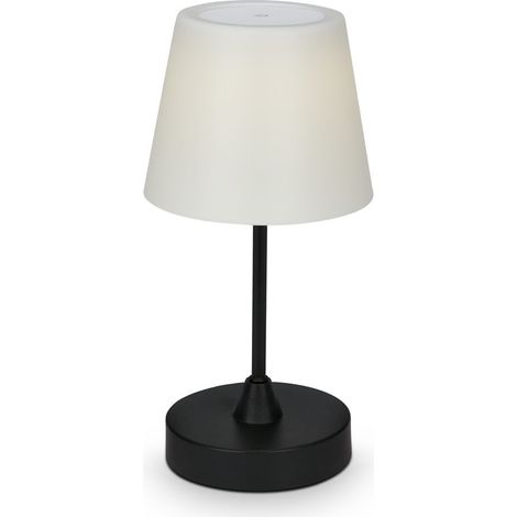 BRILONER - Lampada da tavolo a LED a batteria, dimmerabile, lampada da tavolo a LED senza fili, lampada decorativa, funzione touch, IP44, 4000K bianco neutro, nero-bianco, 300x145mm (HxD) (1/5)
