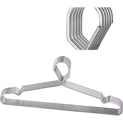Dailygoods - Confezione da 10 grucce in filo metallico - Acciaio inossidabile - Ganci antivento - Sottili/Robuste - Salvaspazio - Adatte per abbigliamento - Grucce per vestiti (1/5)