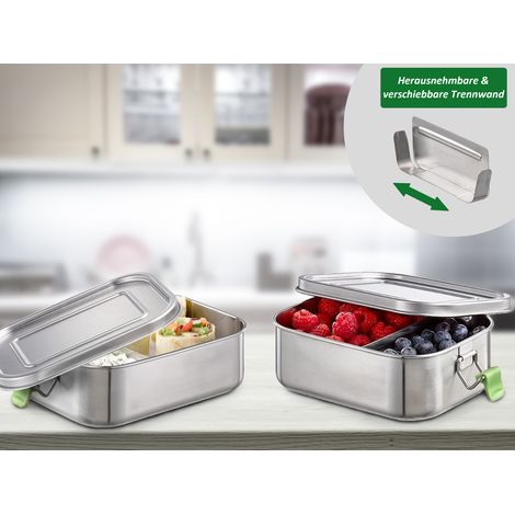 2-er Set Edelstahl Lunchboxen auslaufsicher 18,5 x 13,5 cm, 0,8 Liter (1/5)