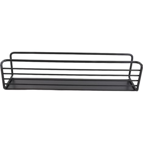Porte-épices Magnétique Organisateur Réfrigérateur 295x65mm Noir Fer 1 rack Espace Zéro Fixation Forte Multi-surfaces (1/5)