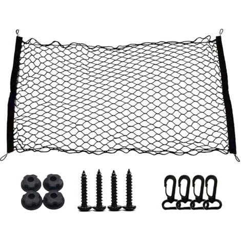 Sollbry Filet de Rangement Coffre de Voiture 90x40cm Convient à la Plupart des Coffres de Voitures Filet de Rangement pour Filet à Bagages Fixe Super Élastique (1/5)