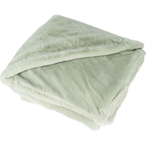 Joy - plaid - 150x200cm - en fausse fourrure - vert sauge (1/3)