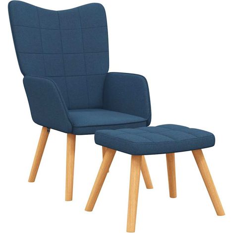 Maison Exclusive - Relaxsessel mit Hocker Blau Stoff (1/5)