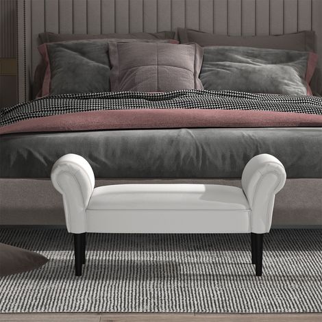 Panca porta scarpe HOMCOM, panca imbottita con braccioli, stile panca in legno per camera da letto, soggiorno, corridoio, 102x36x51 cm, capacità di carico 130 kg