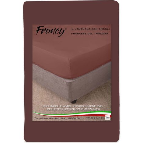 DRAP HOUSSE AVEC COINS FRANCY BRUN FRANÇAISE 1 ET UN DEMI-CARRÉ GRAND MAXI