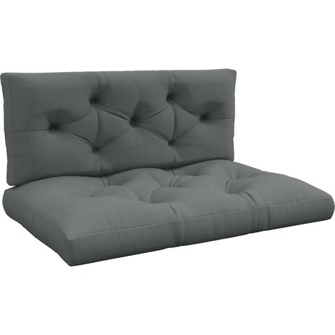Outdoor Cushion Set, Tufted, 120x80x12 cm, Light Grey
