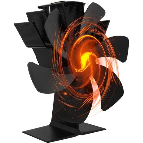 Ventilator de soba cu 6 palete, negru, 19x18x10cm, functionare automata, din aluminiu (1/5)