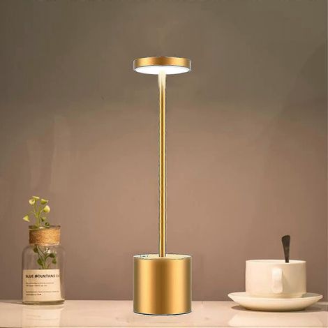 Lampe de table sans fil rechargeable par USB, lampe de chevet dorée (1/5)