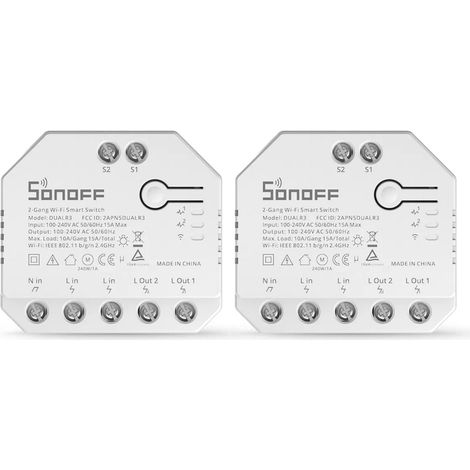 Interrupteur intelligent WiFi pour rideaux, certifié DualR3, double relais, mesure de puissance, compatible Google Assistant (1/5)
