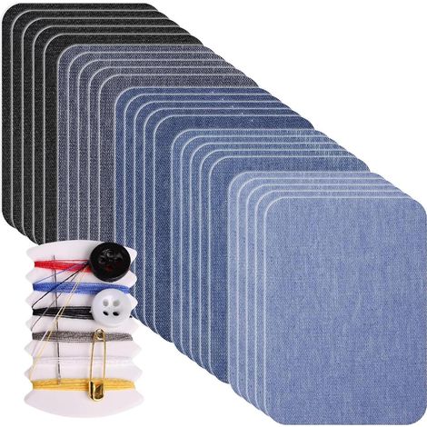 25 aufbügelbare Jeansflicken – 100 % Baumwolle – Reparaturen für drinnen und draußen – Starker, waschbarer Kleber – Für Kleidung, Löcher und Abnutzungsspuren – Verschiedene Blautöne, 7,5 x 10,5 cm (1/5)