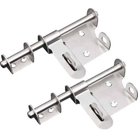 2 Pièces Loquet Verrouillage, Loquet En Acier Inoxydable, Loquets De Porte De Sécurité, Verrou De Porte à Boulon Coulissant Avec Trou Pour Cadenas Pour Portails, Clôtures, Abri De Jardin (1/5)