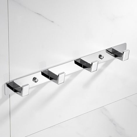 Porte Manteau Mural, 4 Crochets en Chrome, Patère Murale en Acier Inoxydable, Porte-Serviettes Peignoir pour Suspendre Manteaux écharpes, Sacs à Main (1/5)