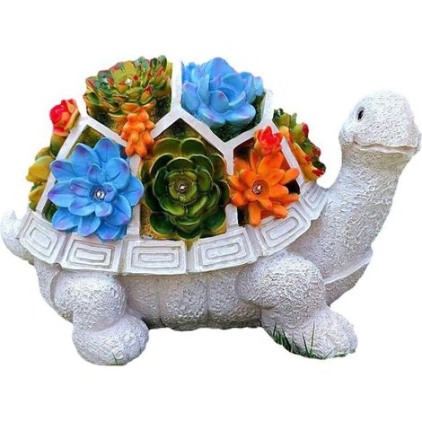 Statue Décorative de Tortue Solaire pour Jardin - en Résine avec LEDs - Éclairage Automatique pour Pelouse, Allée ou Massif - Décor Extérieur (1/4)