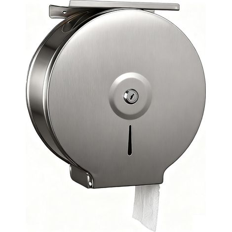Distributeur de Serviettes en Acier Inoxydable verrouillable - Porte-Papier Toilette - Diamètre 255mm Broche 40mm - Argenté (1/5)