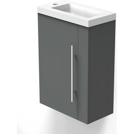 Biubiubath – Meuble lave-mains moderne à suspendre – Meuble de rangement 45cm avec 1 porte et 2 étagères – MDF résistant aux chocs – Installation murale