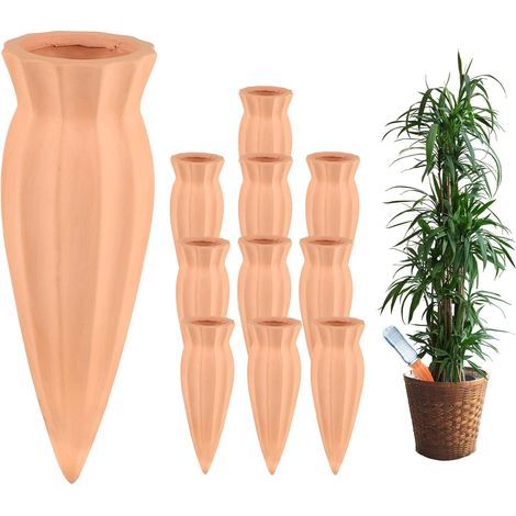10 x Cône D’arrosage en Argile Arrosage Automatique pour Plantes, D'intérieur Ampoules D'arrosage Distributeur D'eau pour Plantes Globe D'arrosage Ollas Terre Cuite pour Jardin Maison Extérieur (1/5)