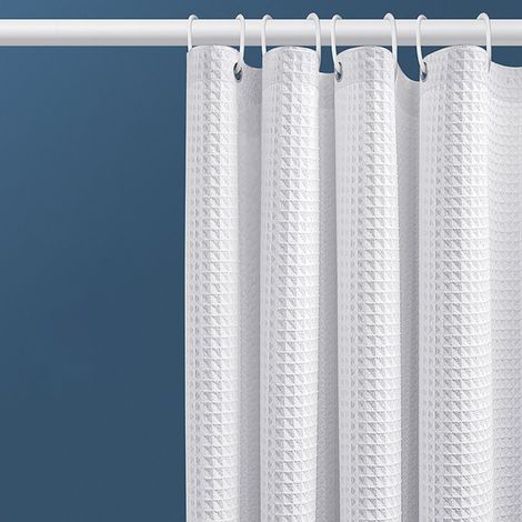 Rideau de douche avec anneaux métalliques, rideau de douche en tissu anti-moisissure, ensemble de rideau de douche imperméable, rideau de douche épais pour salle de bain (1/5)