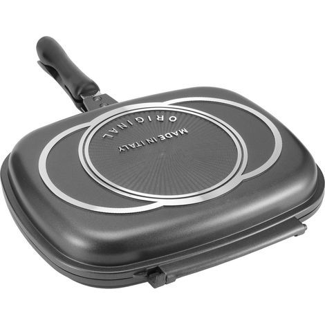 Poêle à griller double face portable avec poignée anti-brûlure. ustensiles de cuisine. 32 cm / 12.6 pouces
