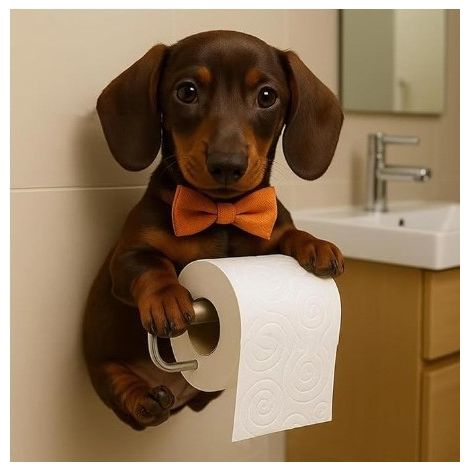 Porte-Rouleau De Toilette sur Pied, Support Murale pour Rouleau De Toilette Chien, Distributeur De Papier Résine Décoratif pour Cuisine Hôtel Organisation Et Stockage