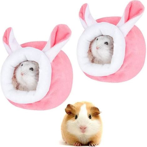 Lit pour animaux - Cochon D'Inde - 2 Pièces - Tissu doux - Design lapin - Confortable et chaud