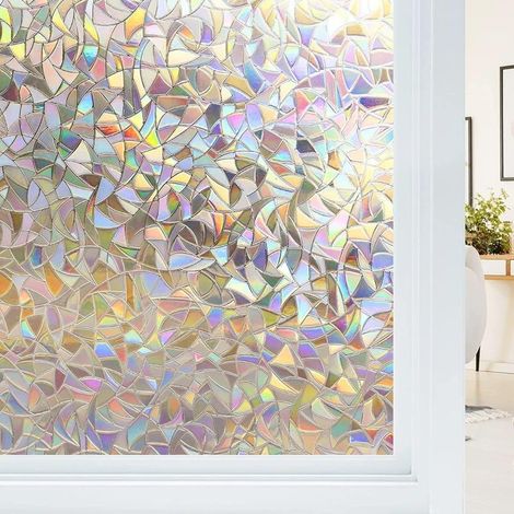 Film occultant électrostatique à effet arc-en-ciel, anti-éblouissement et décoratif, avec protection UV 3D. Idéal pour la chambre, le bureau, la cuisine et la maison. Dimensions : 45 x 200 cm. DENUOTO (1/4)