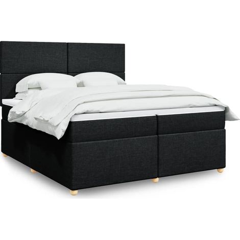Boxspringbett mit Matratze Schwarz 200x200 cm Stoff