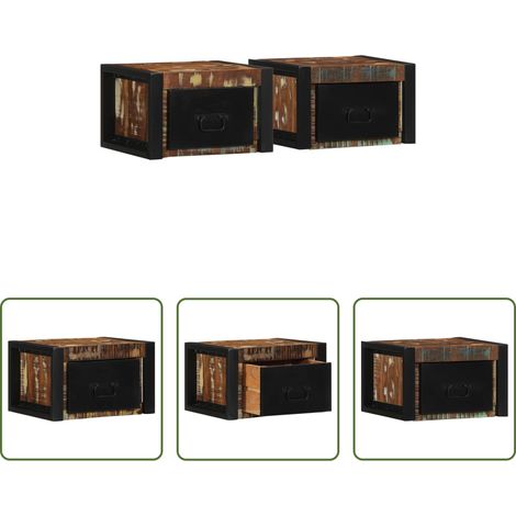 vidaXL Bois de récupération - Tables de chevet 2 pcs multicolore 40x35x25cm bois récupération (1/5)