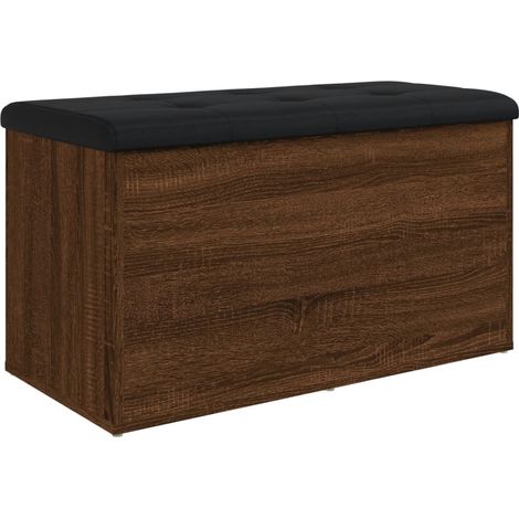 Banco con espacio de almacenamiento con cojín de asiento color roble ahumado 82 x 42 x 45 cm madera contrachapada DEC024727 (1/5)