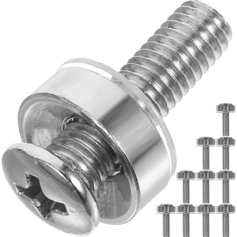 50 vis de montage en rack M6x20 avec clip fixation pour serveurs, finition nickel, baies réseau et