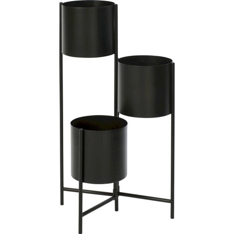 Cache pot triple en fer noir - noir (1/3)