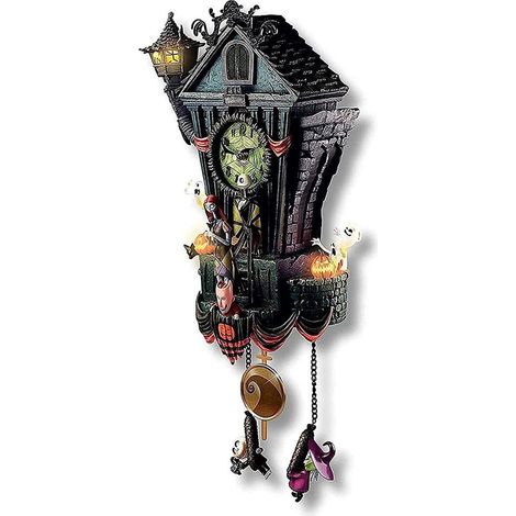 Horloge à coucou en résine, décoration traditionnelle d'horloge de maison de forêt, horloge murale de Noël artisanale en résine, statue de fantôme/squelette pour Halloween (1/5)
