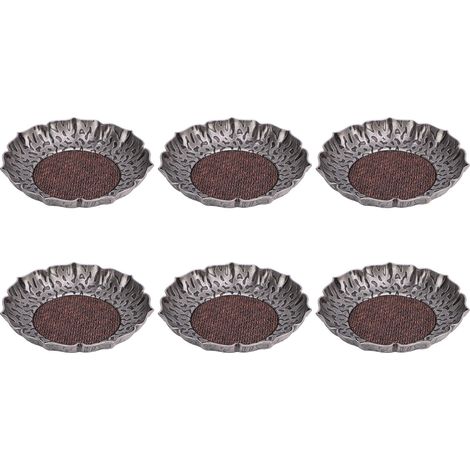 Set de 6 dessous de verre en alliage de zinc martelé vintage, résistants à la chaleur, pour protéger vos tables lors des réceptions et cérémonies du thé (1/5)
